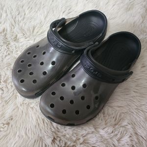 Women Size 9 Translucent Black Crocs